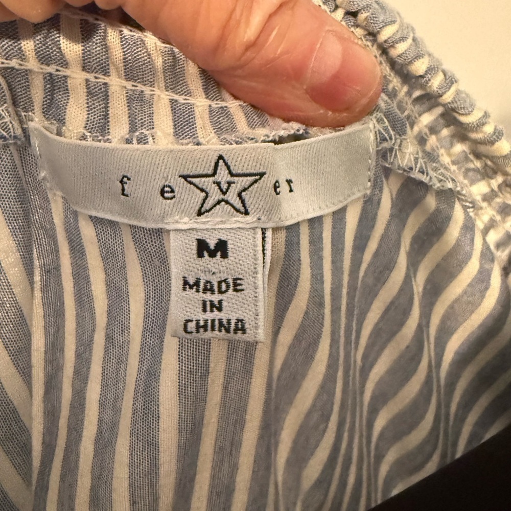 Fever Blue Striped Blouse with Orange Embroidery - Picture 4 of 5